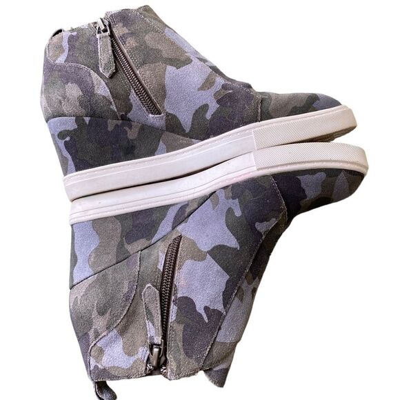 Paolo Felicia Muted Camo Platform Wedge Sneaker Booties Side Zipper Size 6 - Picture 9 of 10